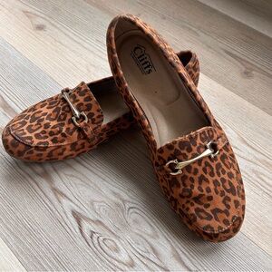 Cliffs by WHITE MOUNTAIN Leopard Print Slip-On Loafers with Gold Accent